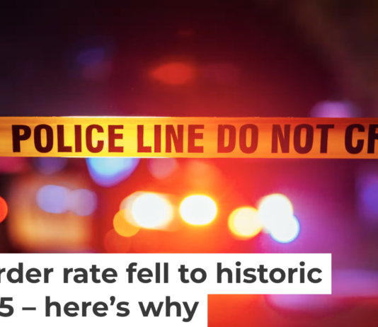The reported rate of murder and nonnegligent manslaughter may be the lowest since reliable national data began to be collected in 1960. Jeremy Hogan/Photodisc via Getty Images